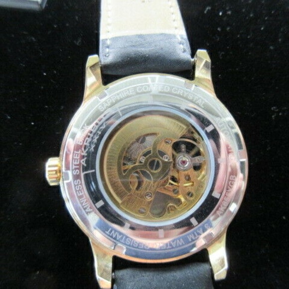 AKRIBOS XXIV Men’s Skeleton Dial Leather Watch - Picture 4 of 8